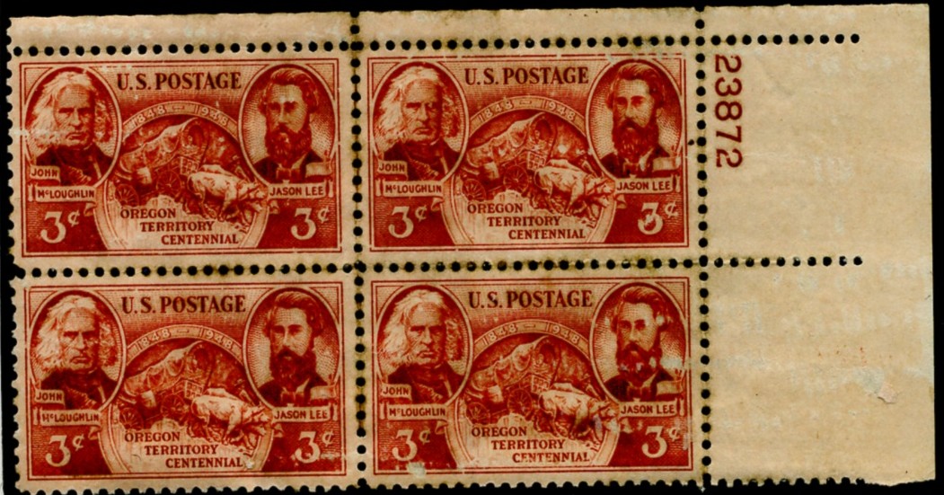 Scott 964 3 Cent Stamp Oregon Territory Centennial Plate Block