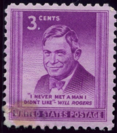 Scott 975 3 Cent Stamp Will Rogers