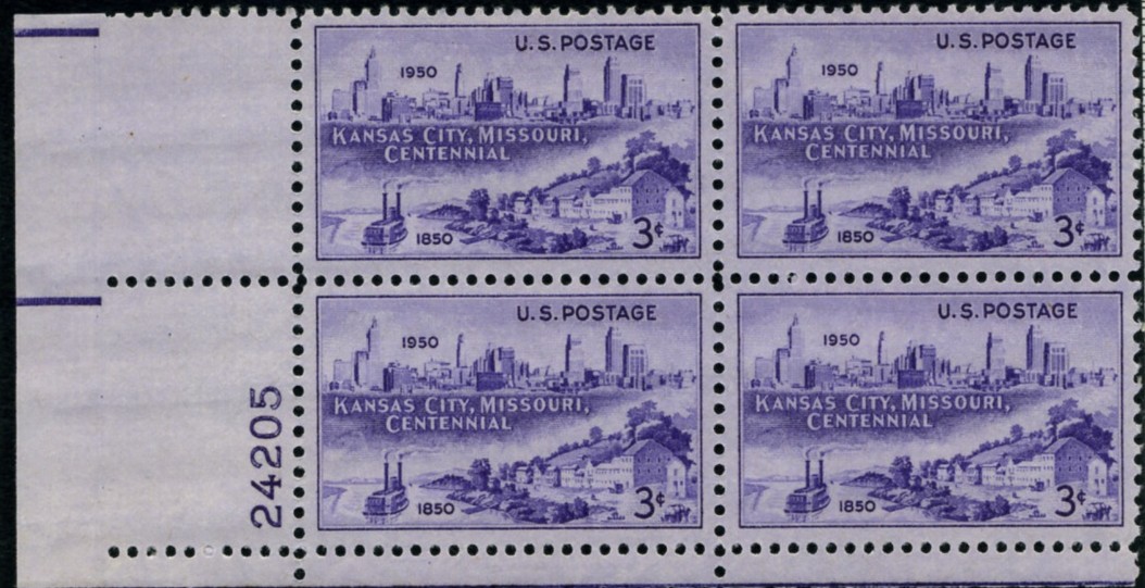 Scott 994 3 Cent Stamp Kansas City Centennial Plate Block