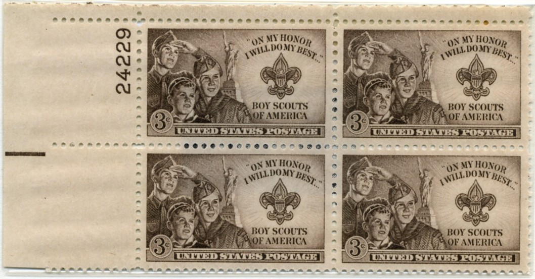 Scott 995 3 Cent Stamp Boy Scouts Plate Block