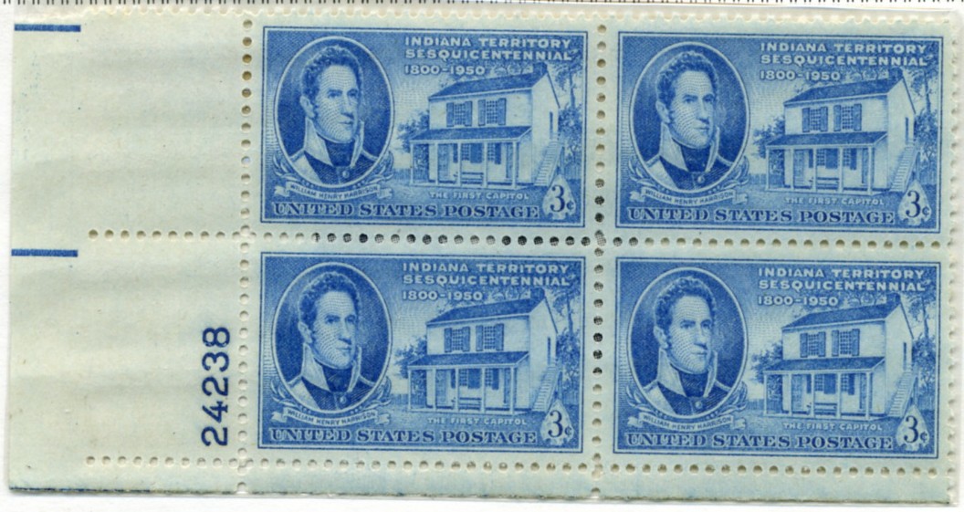 Scott 996 3 Cent Stamp Indiana Territory Sesquicentennial Plate Block