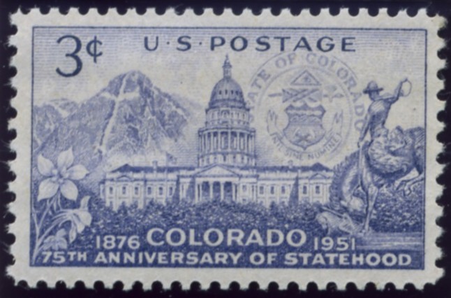 Scott 1001 3 Cent Stamp Colorado Statehood Anniversary