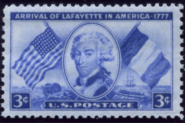 Scott 1010 3 Cent Stamp Arrival of Lafayette in America