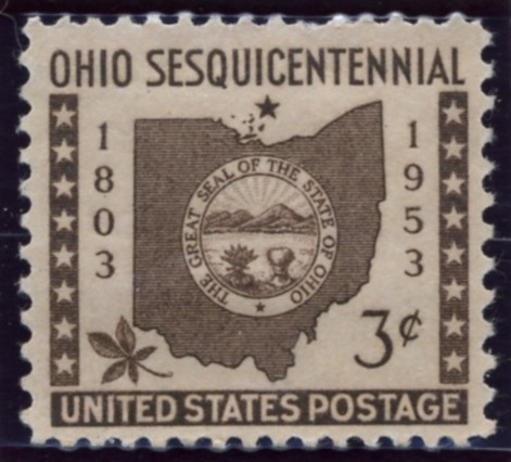 Scott 1018 3 Cent Stamp Ohio Statehood Sesquicentennial