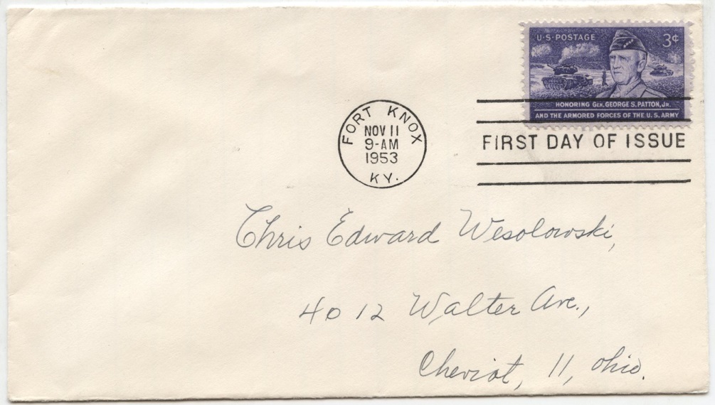 Scott 1026 3 Cent Stamp General George S Patton First Day Cove