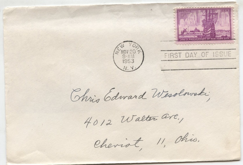 Scott 1027 3 Cent Stamp New York City First Day Cover