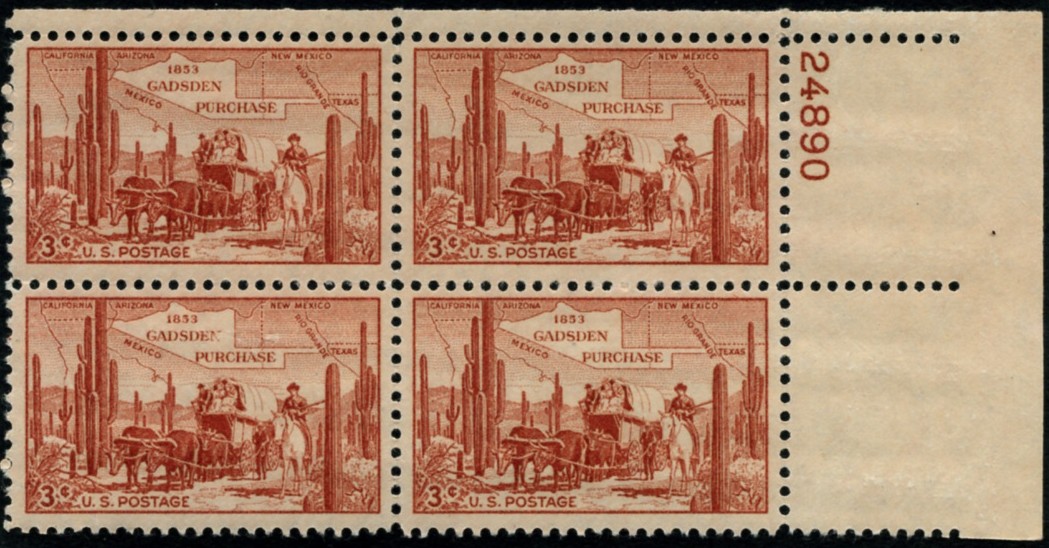 Scott 1028 3 Cent Stamp Gadsden Purchase Plate Block