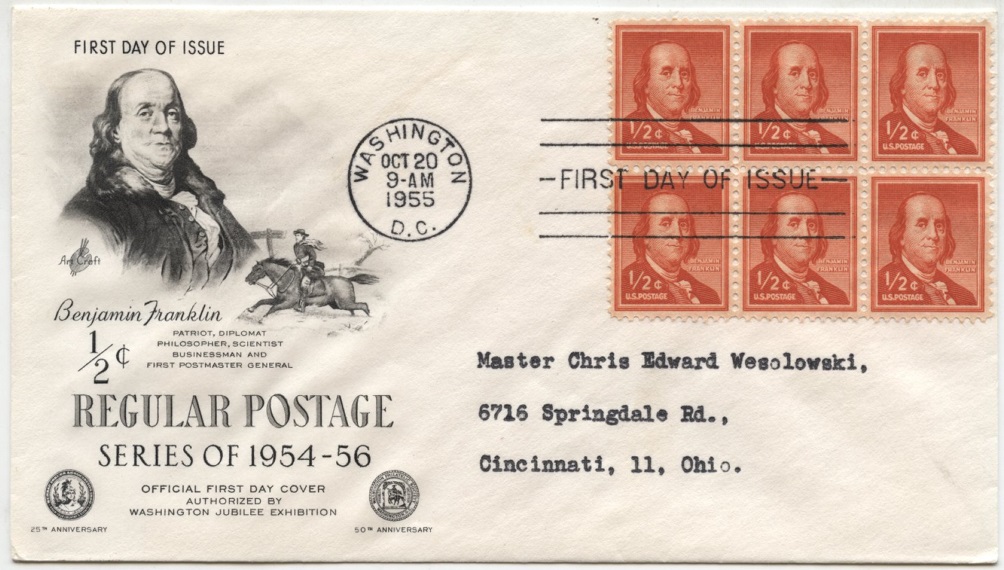 Scott 1030 1/2 Cent Stamp Benjamin Franklin First Day Cover