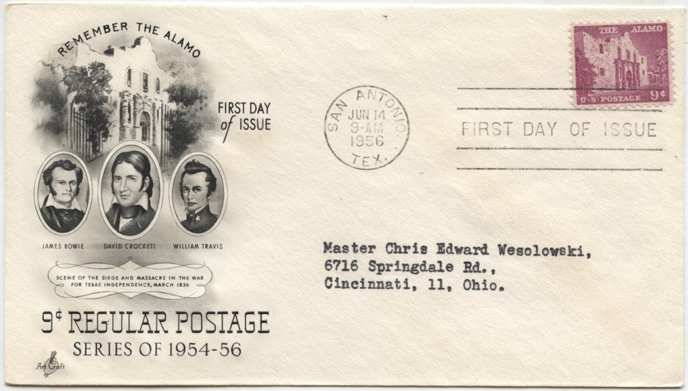 Scott 1043 9 Cent Stamp The Alamo First Day Cover