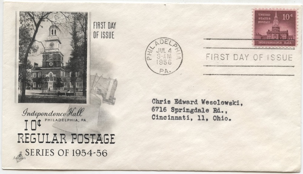 Scott 1044 10 Cent Stamp Independence Hall First Day Cover
