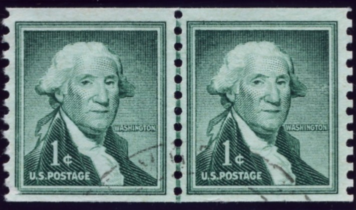 Scott 1054 1 Cent Stamp George Washington coil stamp pair