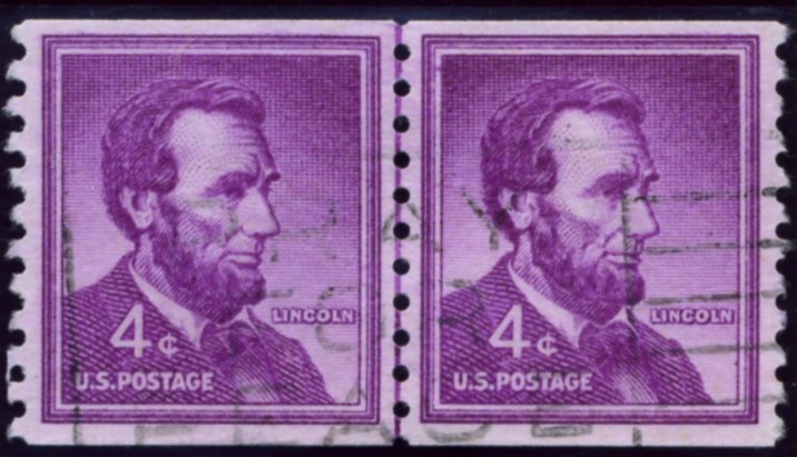 Scott 1058 4 Cent Stamp Abraham Lincoln coil stamp pair