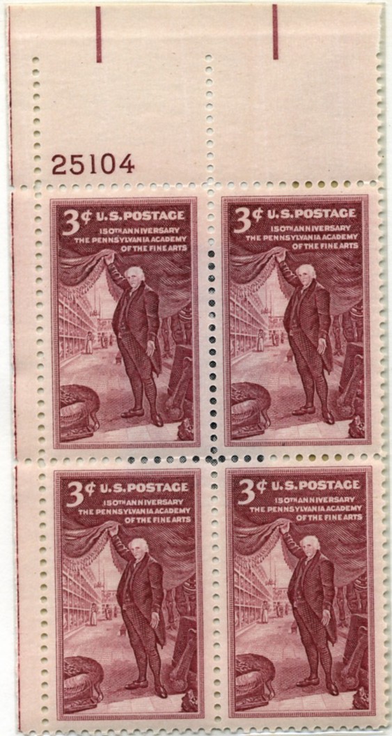 Scott 1064 3 Cent Stamp Pennsylvania Academy of the Fine Arts Plate Block