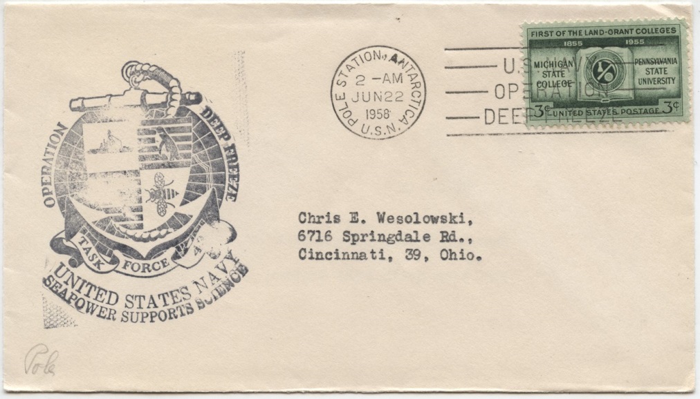 Scott 1065 3 Cent Stamp Land Grant Colleges Michigan State Pennsylvania State Antarctic Cover