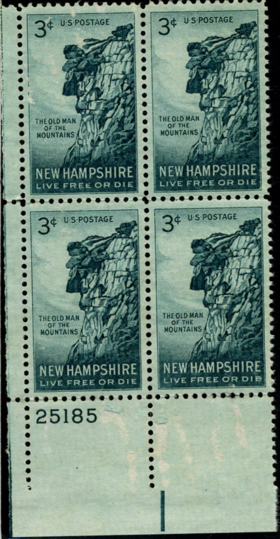 Scott 1068 3 Cent Stamp Old Man Of The Mountains New Hampshire Plate Block