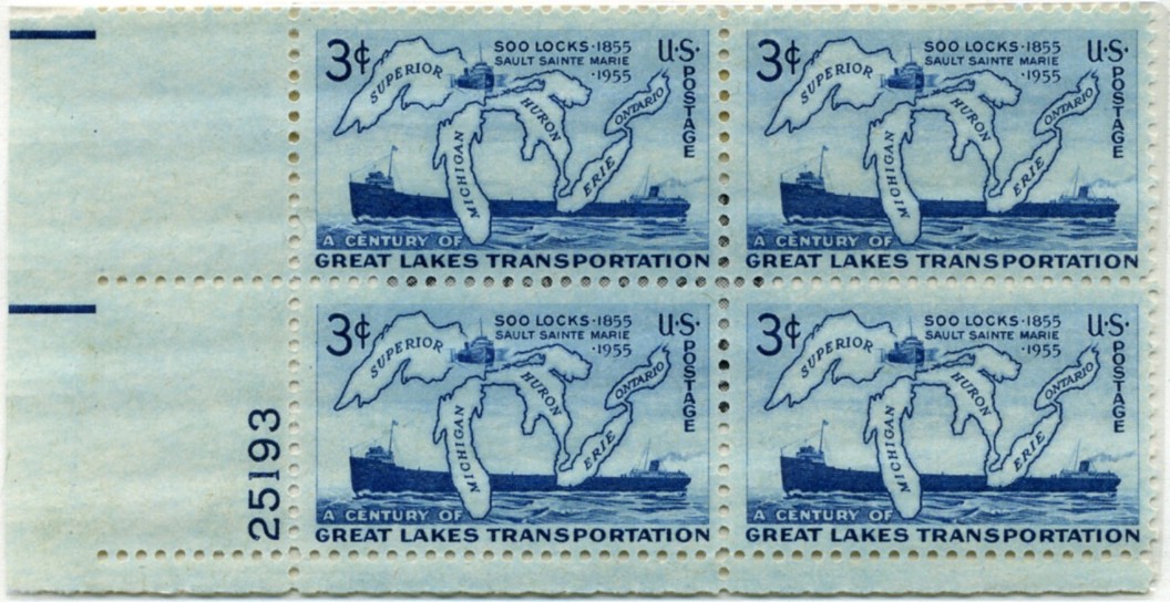 Scott 1069 3 Cent Stamp Great Lakes Transportation Plate Block