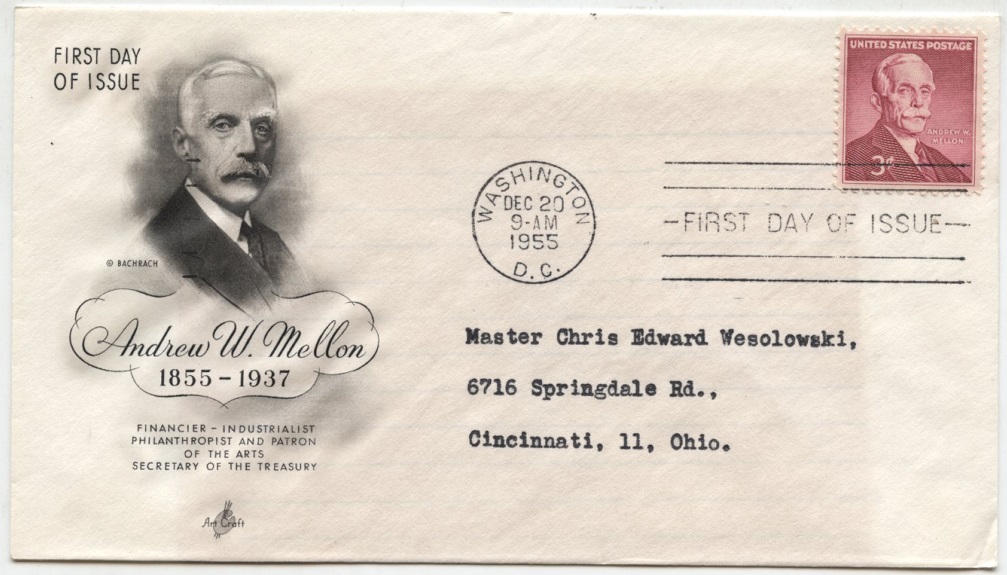 Scott 1072 3 Cent Stamp Andrew Mellon First Day Cover