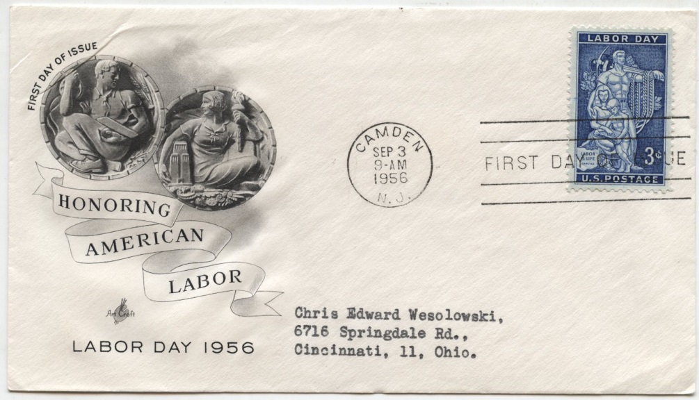 Scott 1082 3 Cent Stamp Labor Day First Day Cover