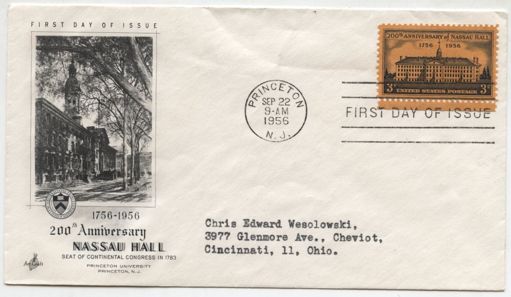 Scott 1083 3 Cent Stamp Nassau Hall First Day Cover