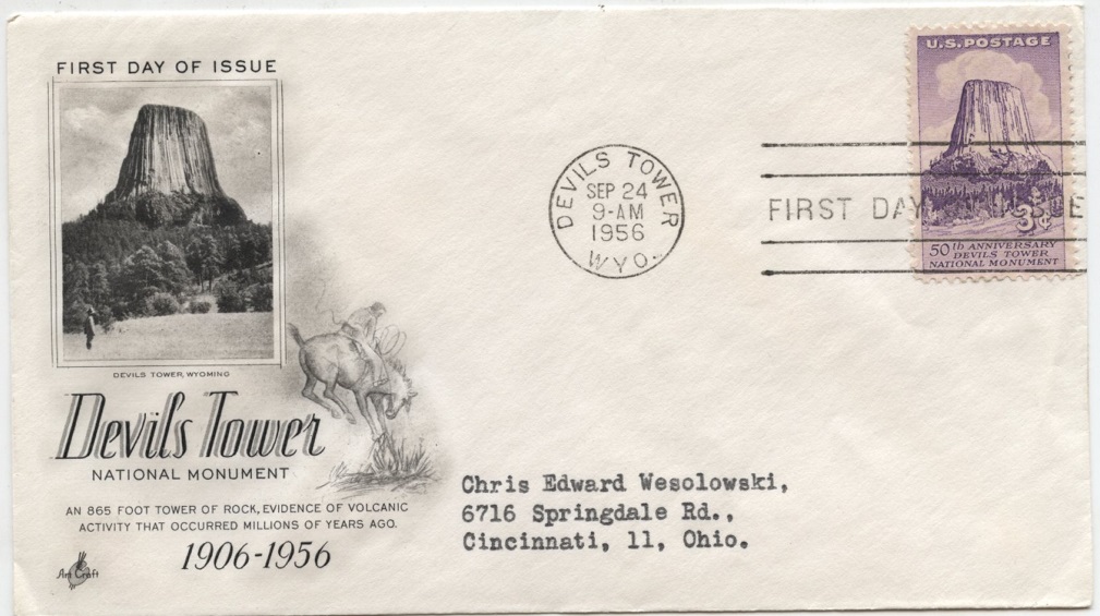 Scott 1084 3 Cent Stamp Devil's Tower First Day Cover