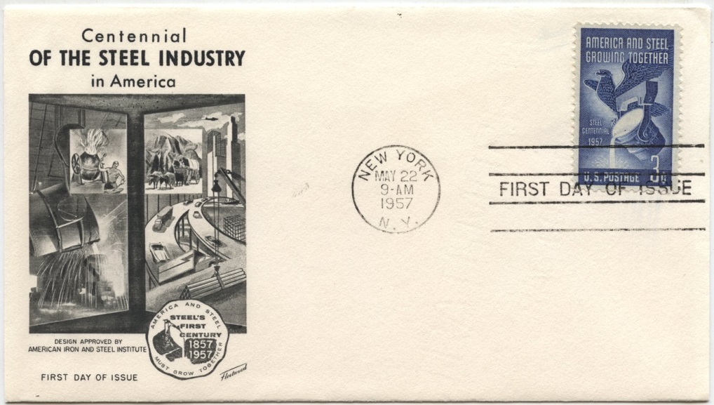Scott 1090 3 Cent Stamp American Steel Industry First Day Cover