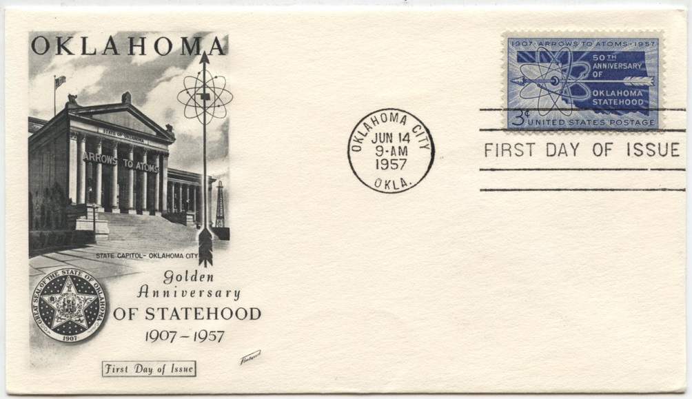 Scott 1092 3 Cent Stamp Oklahoma Statehood First Day Cover