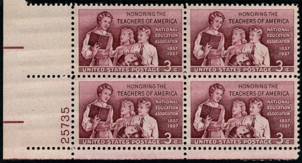 Scott 1093 3 Cent Stamp Teachers of America National Education Association Plate Block