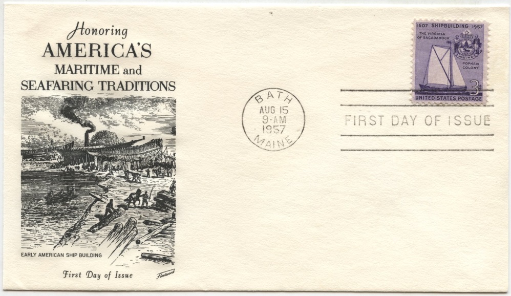 Scott 1095 3 Cent Stamp Shipbuilding The Virginia of Sagadahock First Day Cover