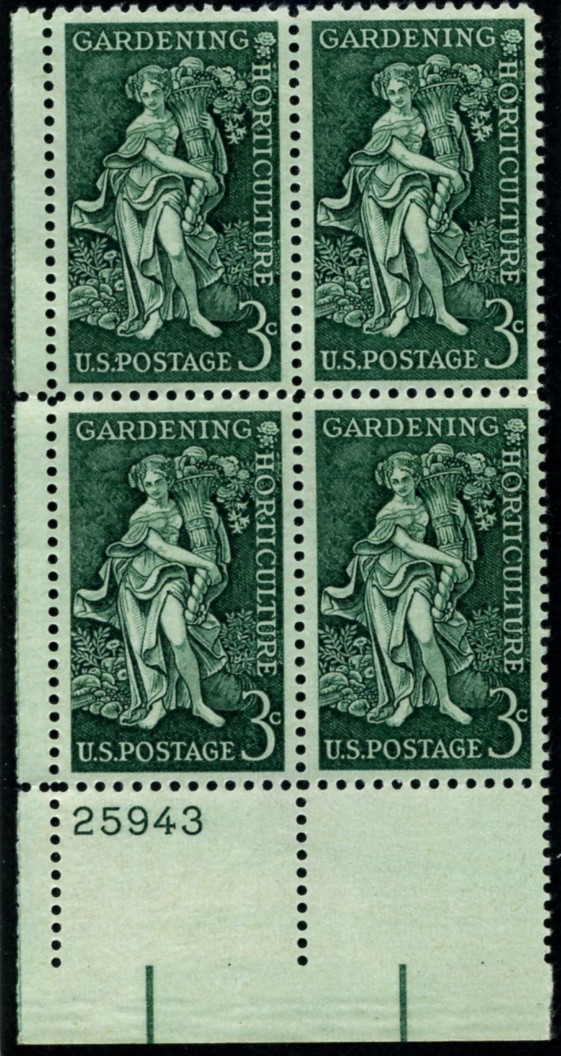 Scott 1100 3 Cent Stamp Gardening and Horticulture Plate Block