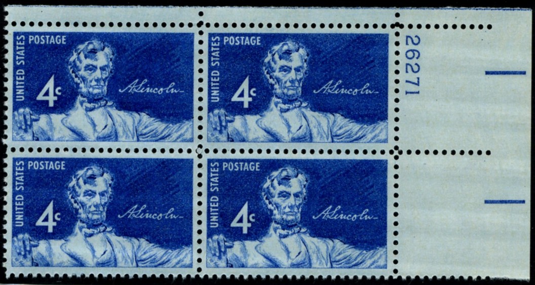 Scott 1116 4 Cent Stamp Statue of Lincoln Plate Block