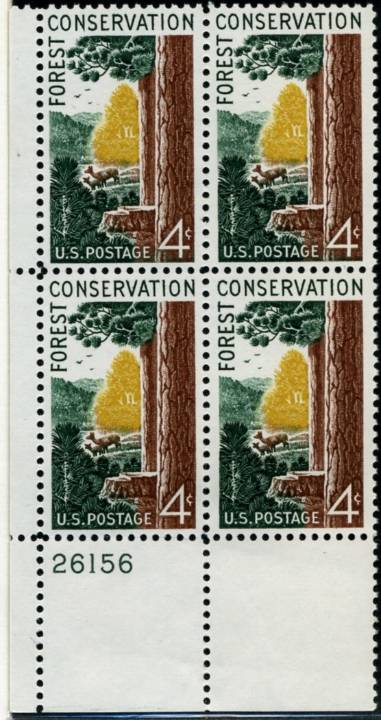 Scott 1122 4 Cent Stamp Forest Conservation Plate Block