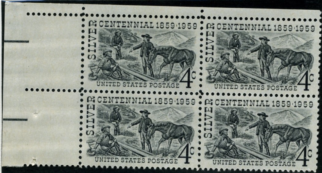 Scott 1130 4 Cent Stamp Silver Centennial Plate Block