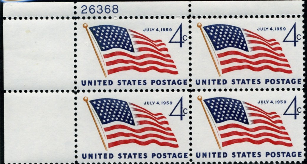 Scott 1132 4 Cent Stamp 49 Star U. S. Flag Plate Block