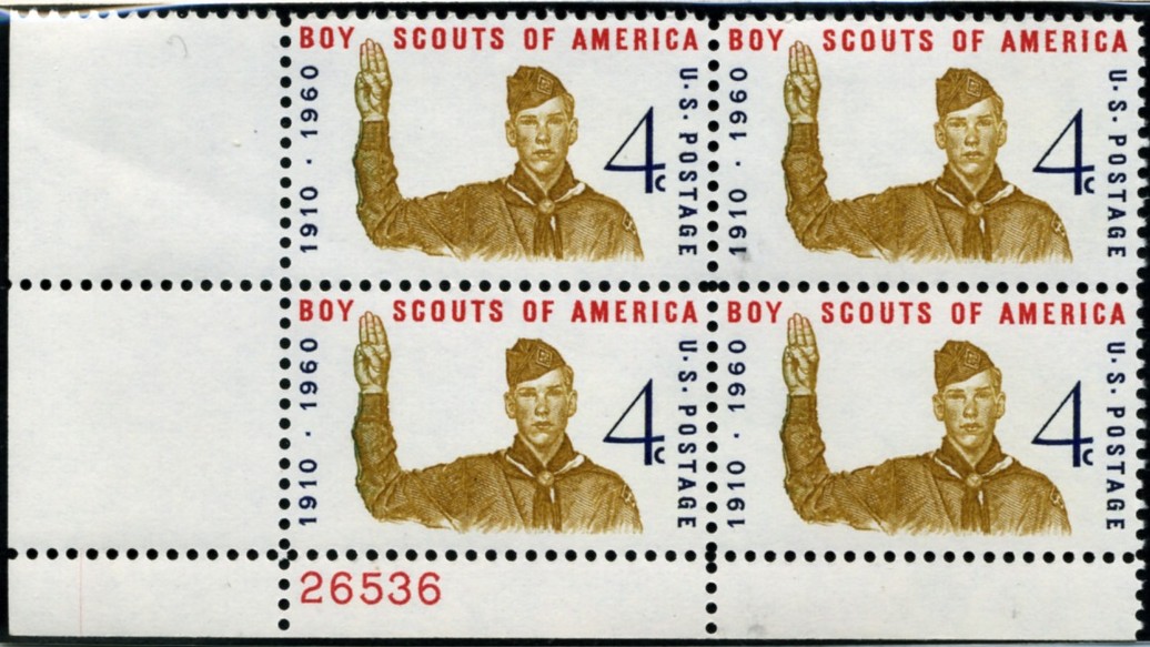 Scott 1145 4 Cent Stamp Boy Scouts Plate Block