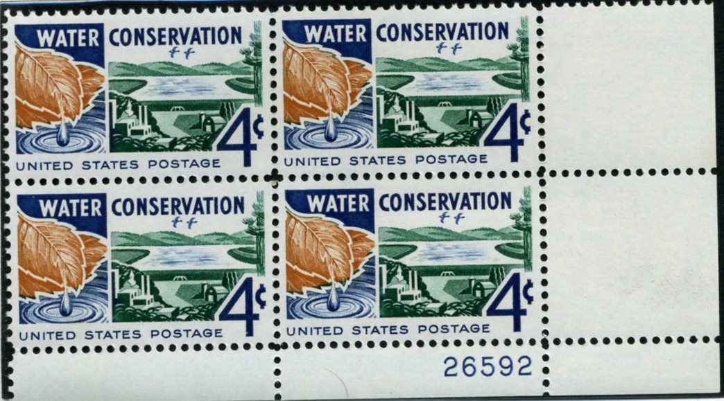 Scott 1150 4 Cent Stamp Water Conservation Plate Block