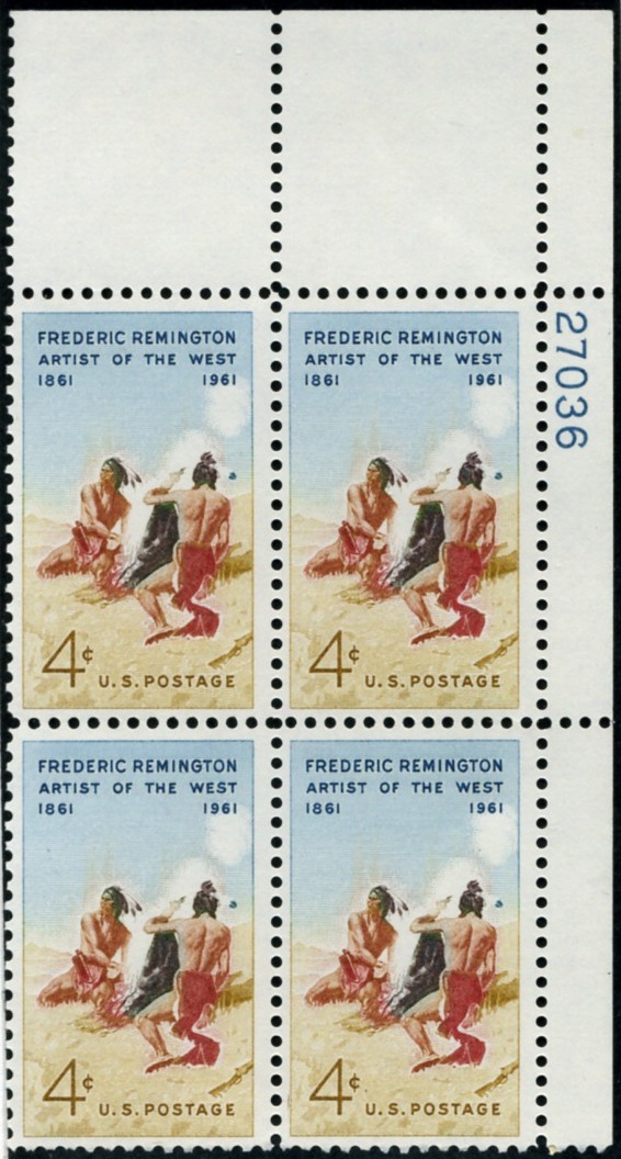 Scott 1187 4 Cent Stamp Frederick Remington Artist of the West Plate Block