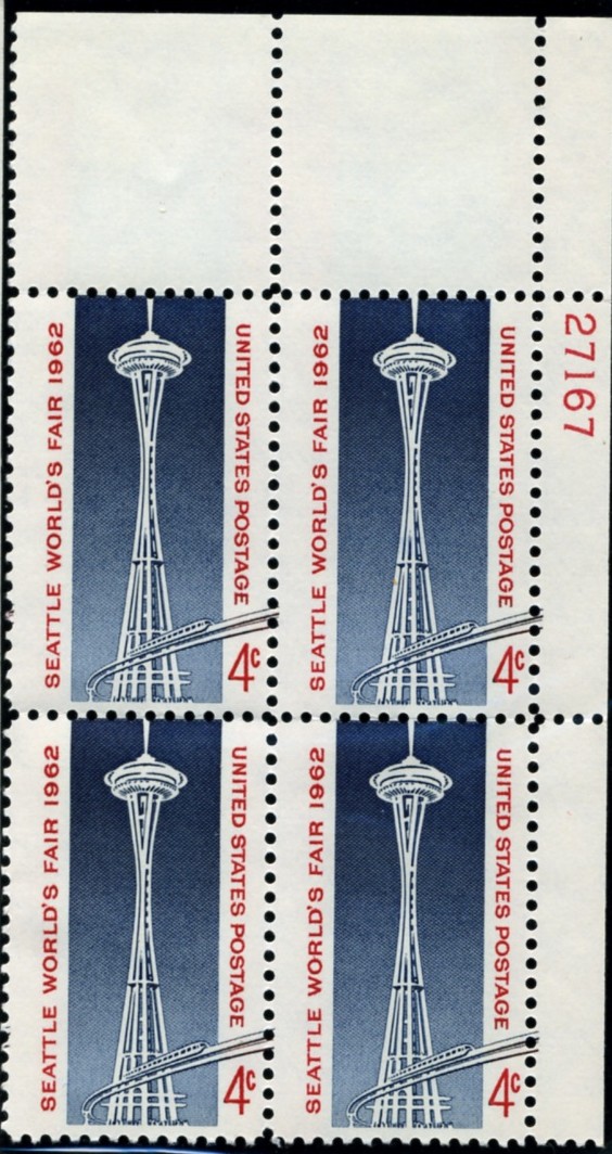 Scott 1196 4 Cent Stamp Seattle World's Fair Plate Block