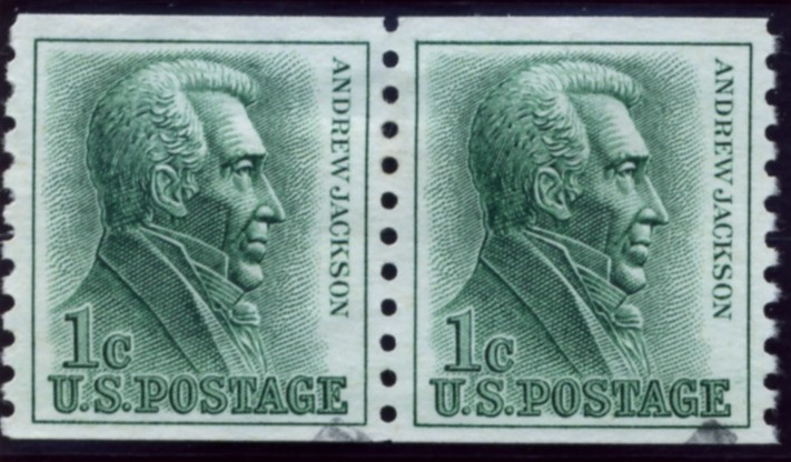 Scott 1225 1 Cent Stamp Andrew Jackson Coil Stamp pair