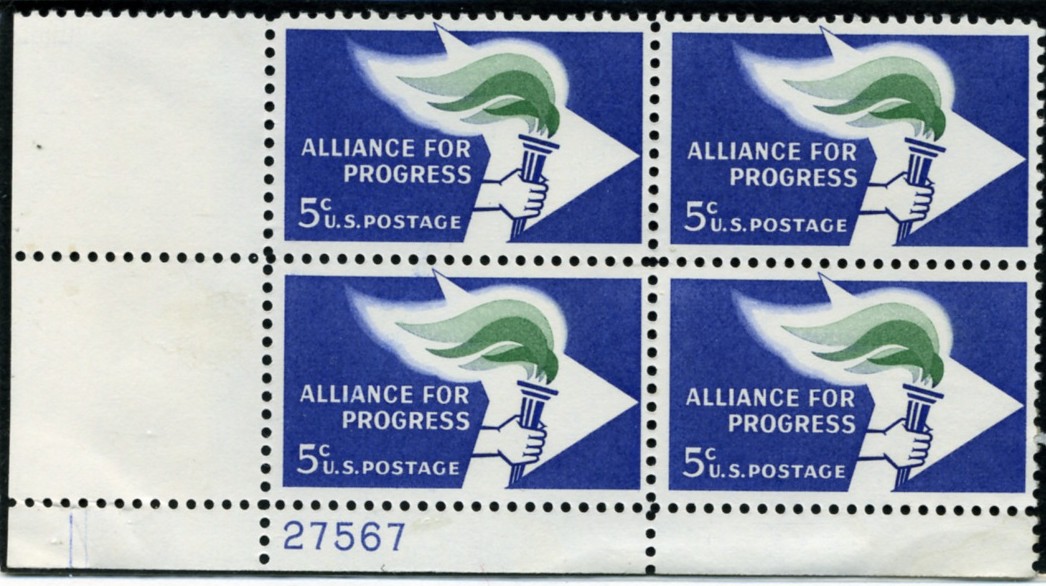 Scott 1234 5 Cent Stamp Alliance For Progress Plate Block