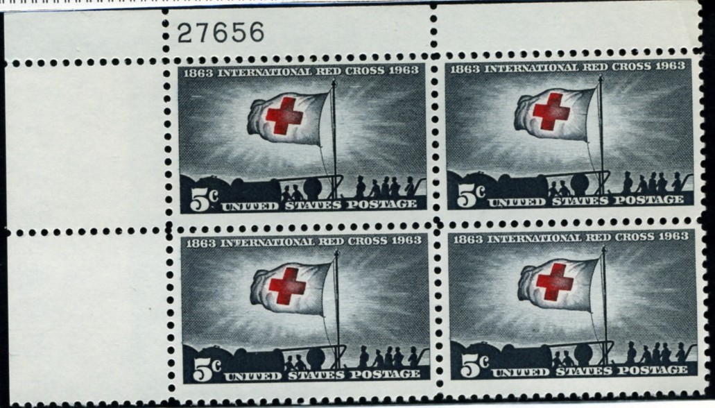 Scott 1239 5 Cent Stamp International Red Cross Plate Block