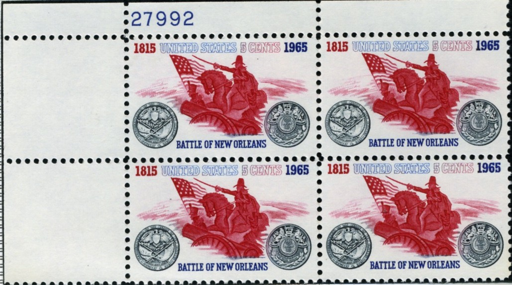 Scott 1261 5 Cent Stamp Battle of New Orleans Plate Block
