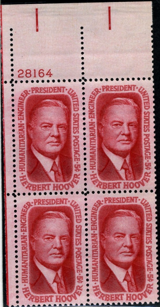 Scott 1269 5 Cent Stamp Herbert Hoover Plate Block
