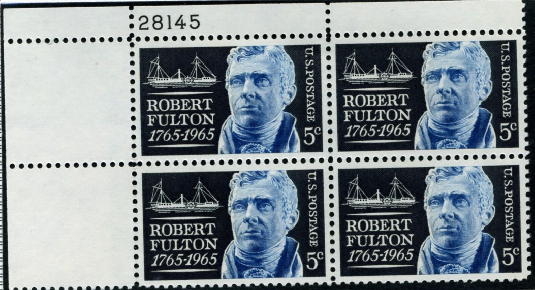 Scott 1270 5 Cent Stamp Robert Fulton Plate Block
