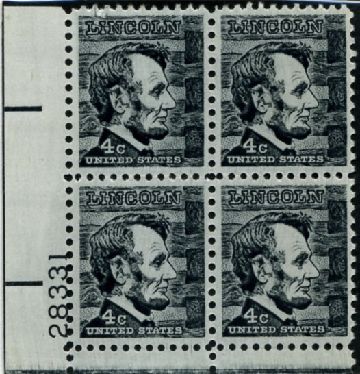 Scott 1282 4 Cent Stamp Abraham Lincoln Plate Block