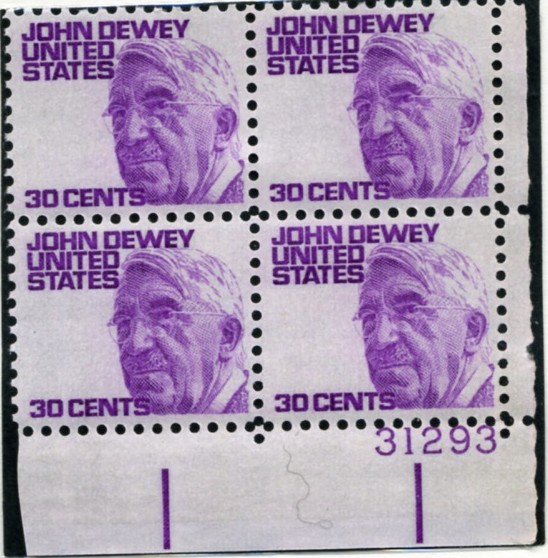Scott 1291 30 Cent Stamp John Dewey Plate Block