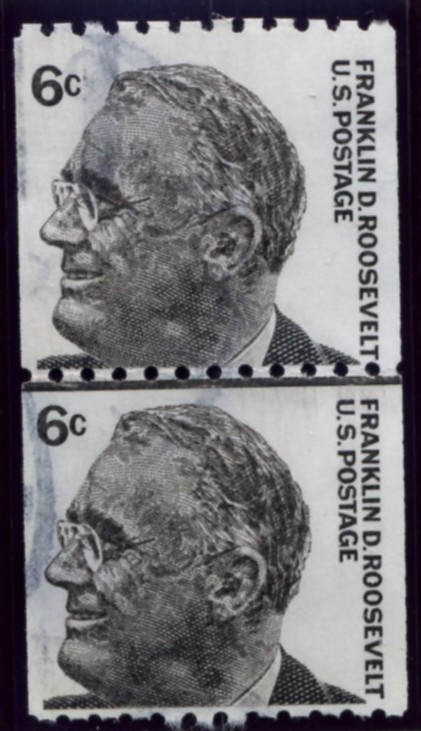 Scott 1298 6 Cent Stamp Franklin D Roosevelt perforated 10 horizontally pair