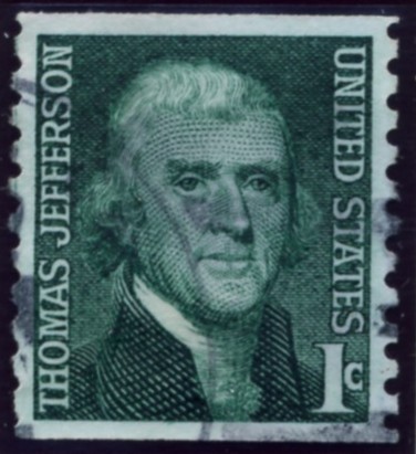 Scott 1299 1 Cent Stamp Thomas Jefferson perforated 10 vertically