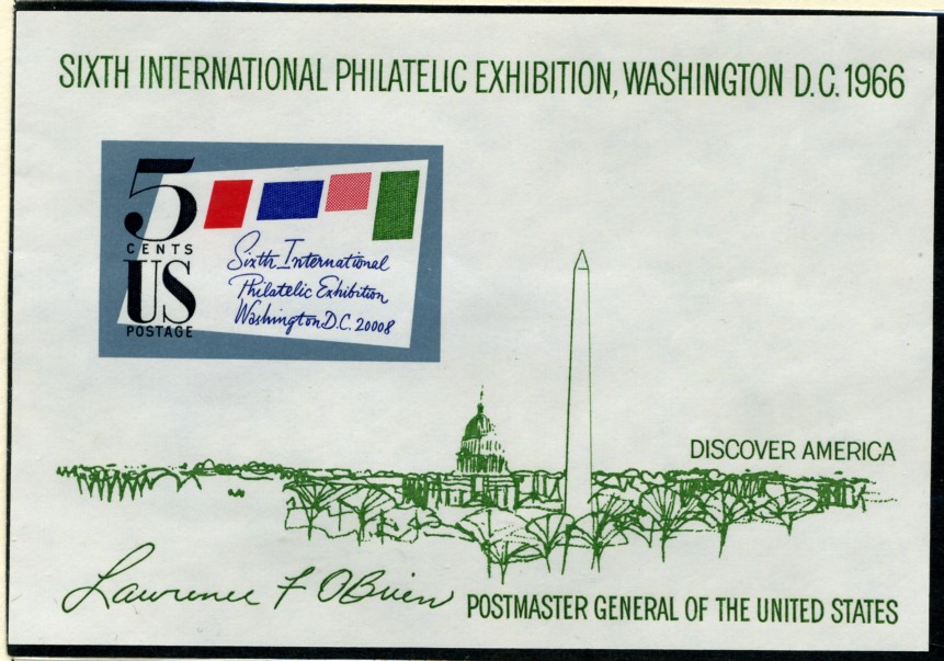 Scott 1311 5 Cent Stamp Sixth International Philatelic Exhibition souvenir sheet