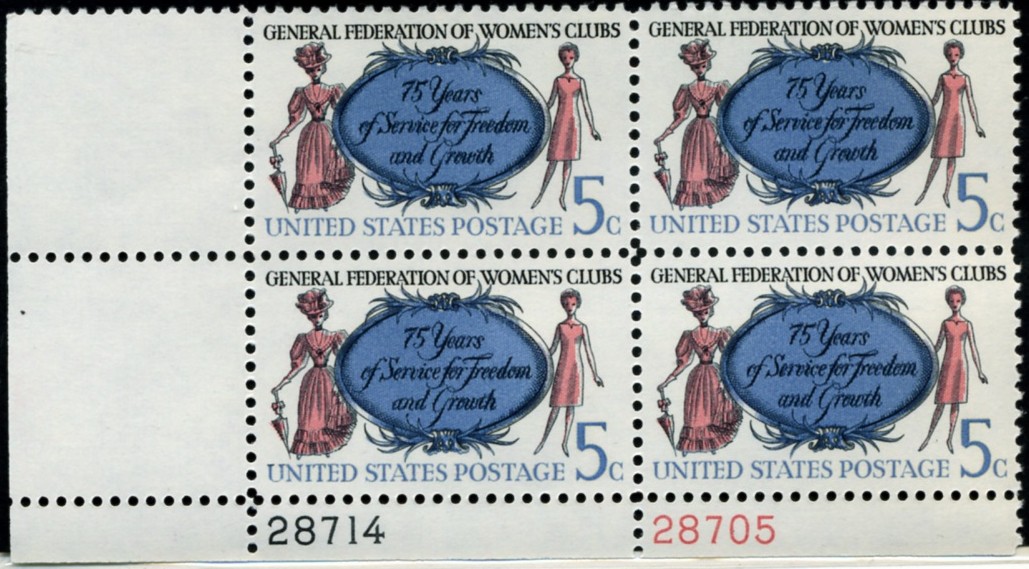 Scott 1316 5 Cent Stamp General Federation of Women's Clubs Plate Block