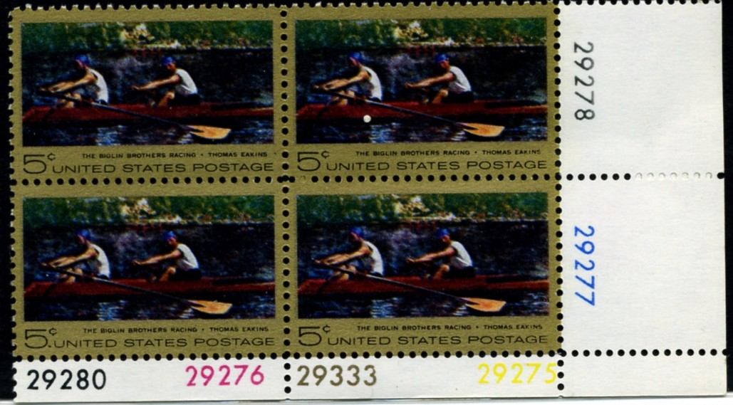 Scott 1335 5 Cent Stamp Thomas Eakins Plate Block